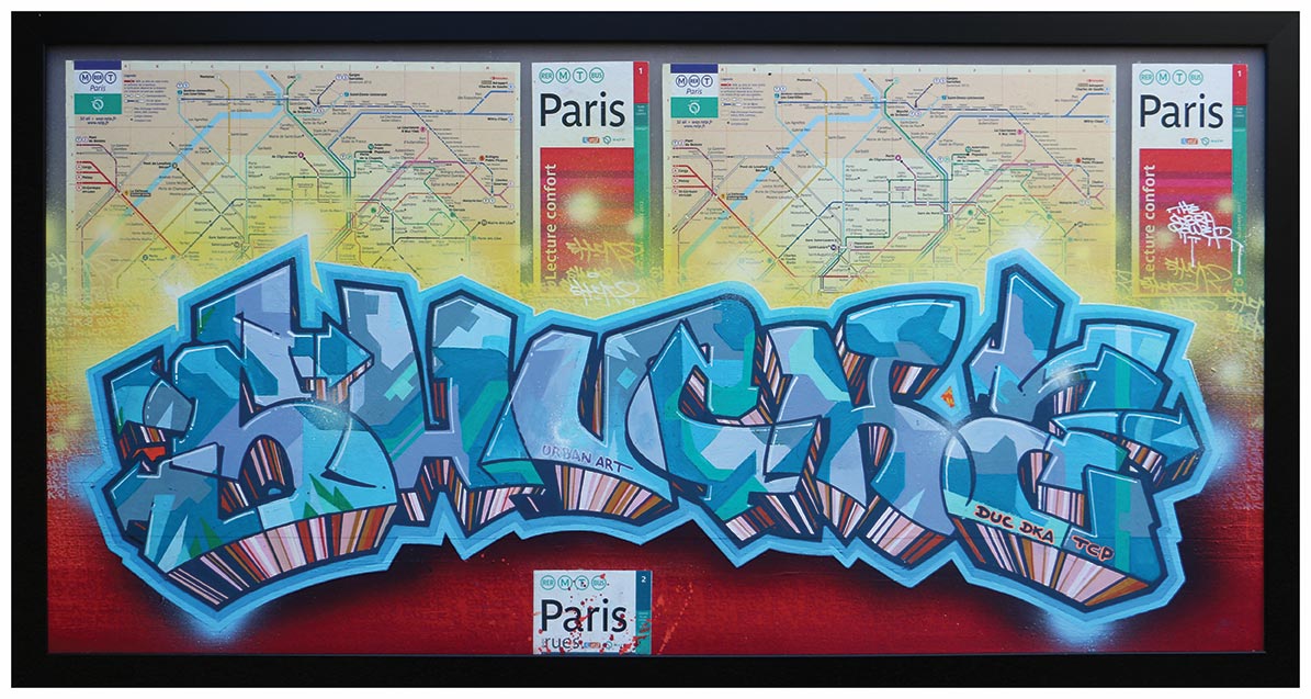 Paris Map transparent - 105x55 cm - 1000 € - Techniques mixtes sur plan marouflé sur plexiglas