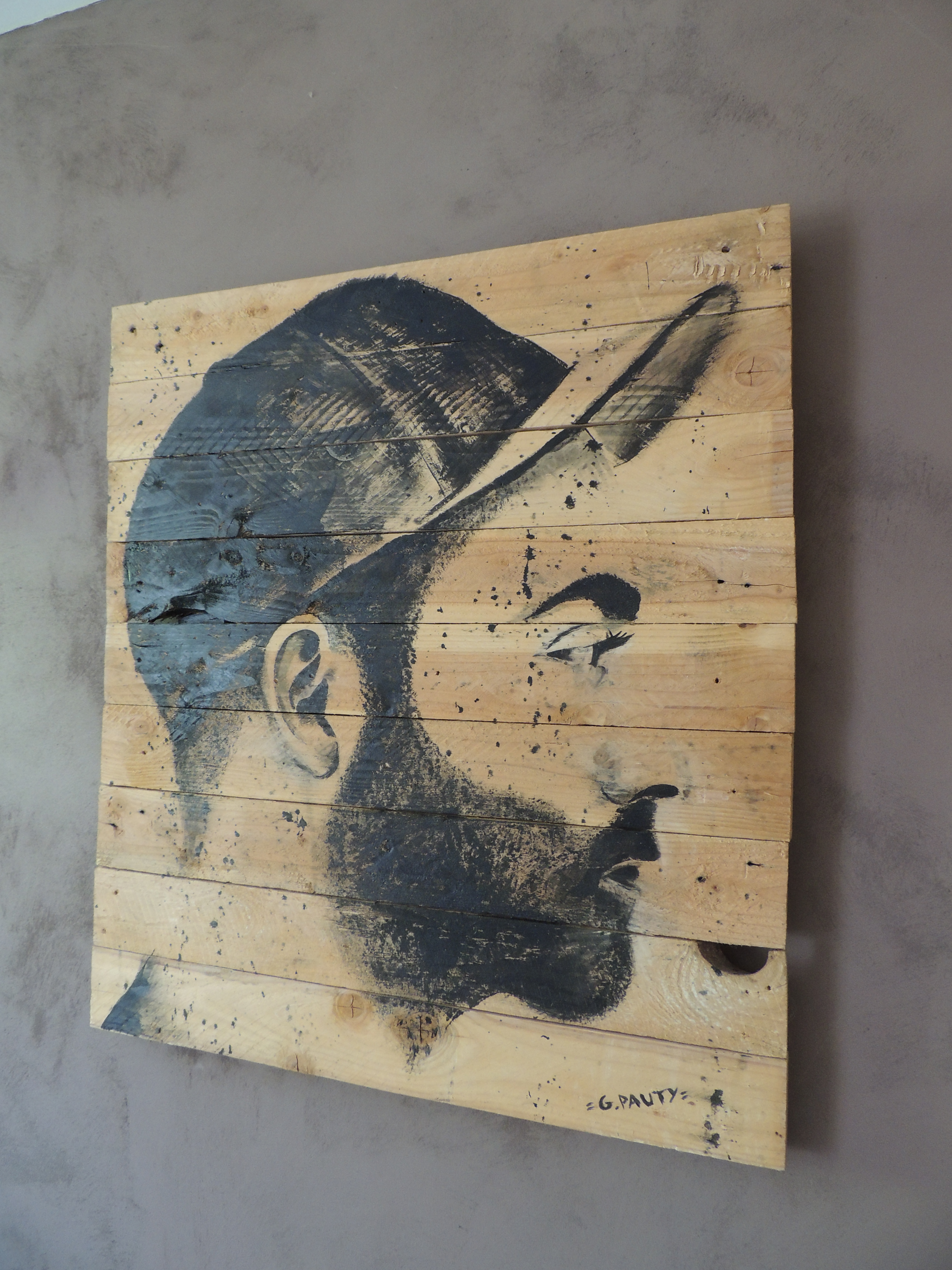 Perso à la casquette - 120x120 cm - Acrylique sur bois - 600€