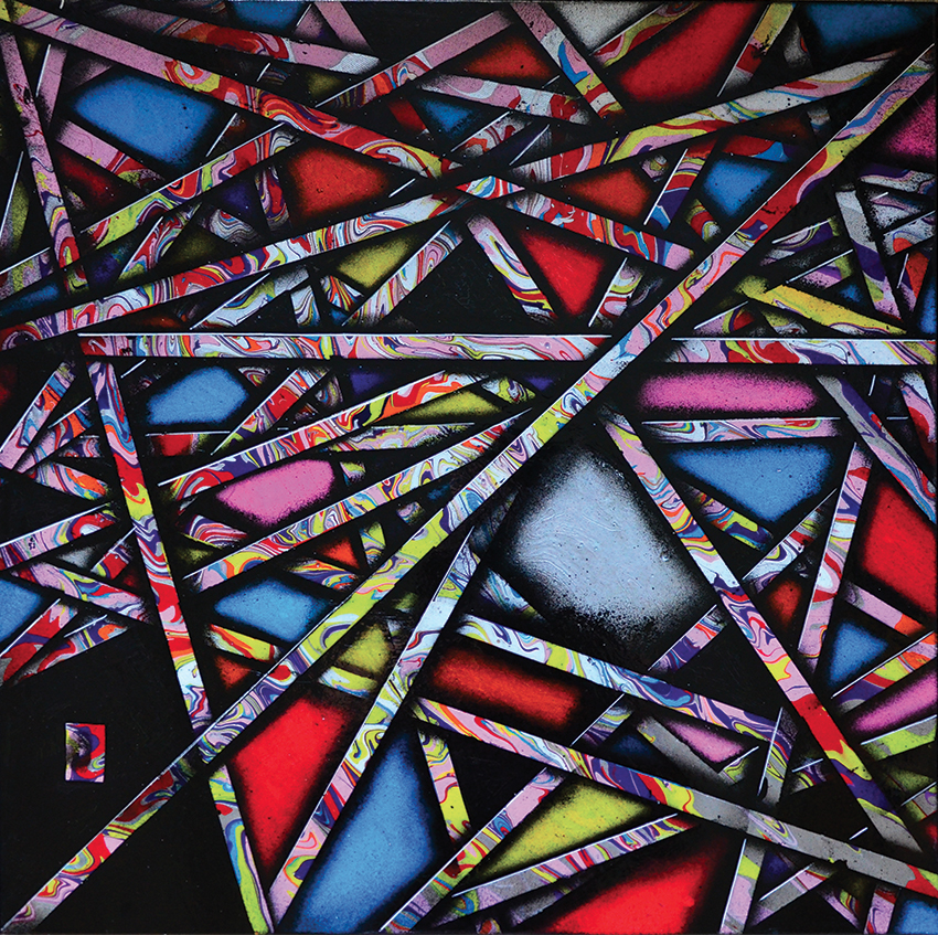 Geometrik colors 3 - 60x60 cm - 700 € - Acrylique et spray sur toile  