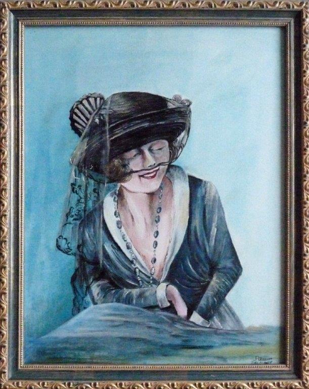 Femme chapeautée 1  - 50x40 cm - 320€ - Huile sur toile
