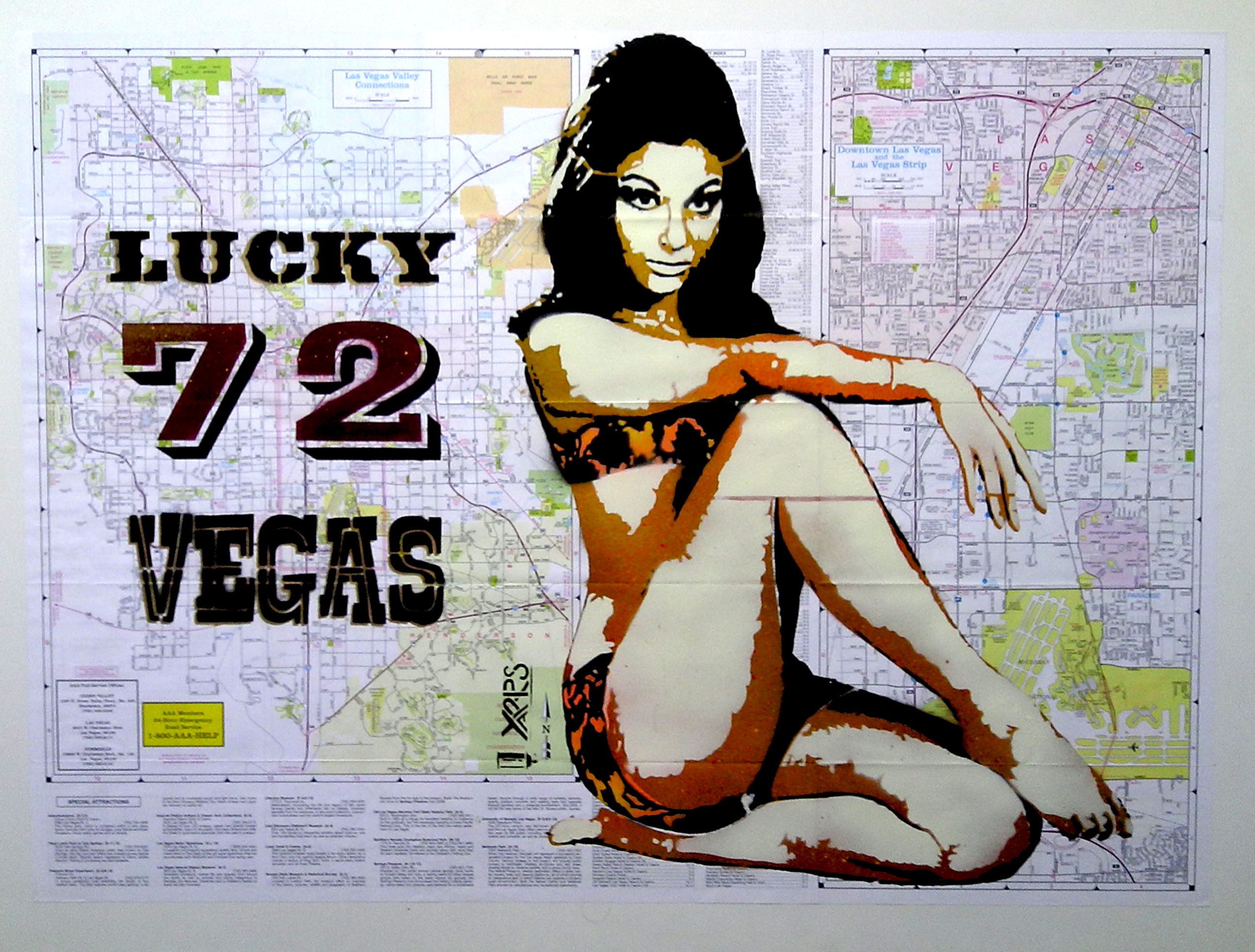 Lucky Vegas -  50x70 cm  - 400€ Pochoir & aérosol sur plan
