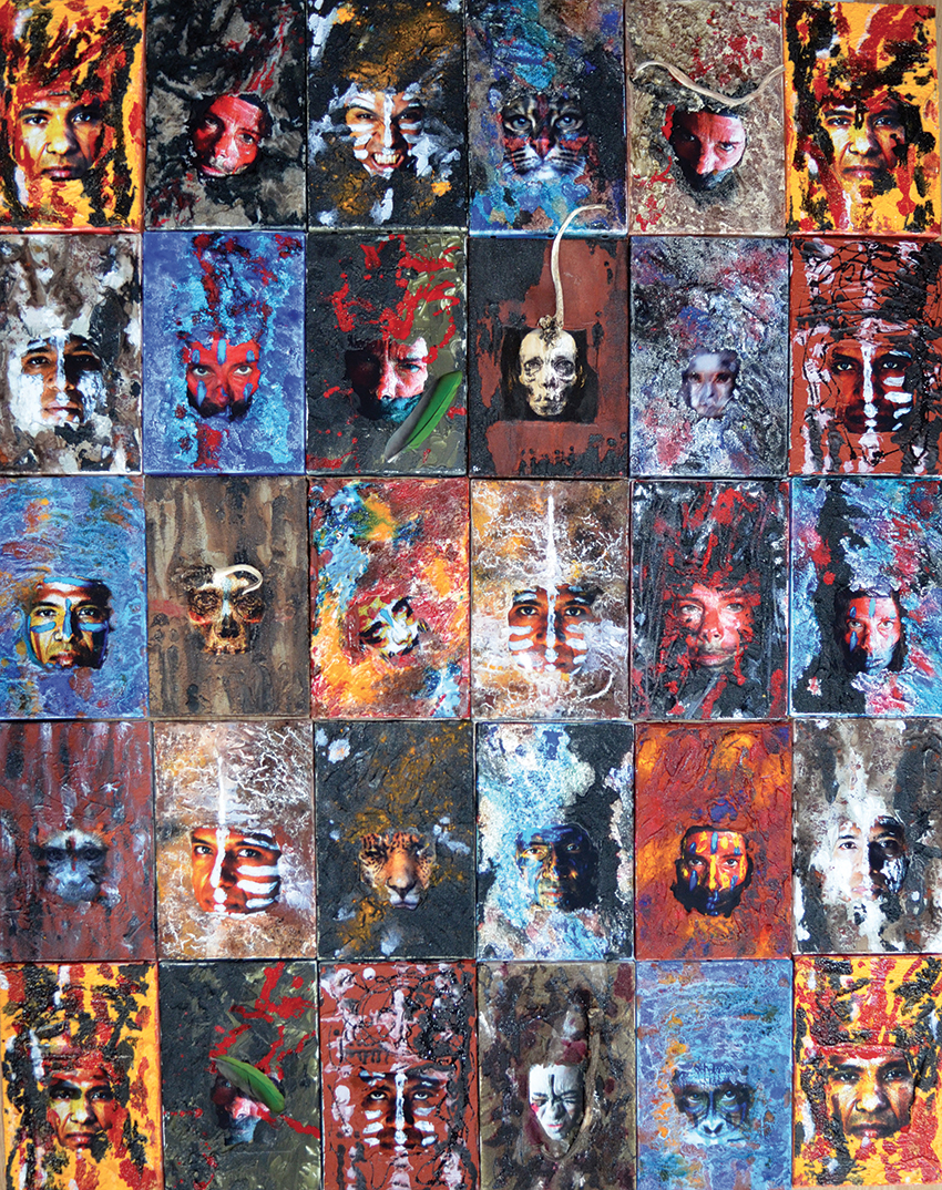 Série Métamorphoses / Les Gardiens - 135x115 cm (30 pièces) - 5000 € - Peintures sur tirage photographique, pigments, ocres, encres  