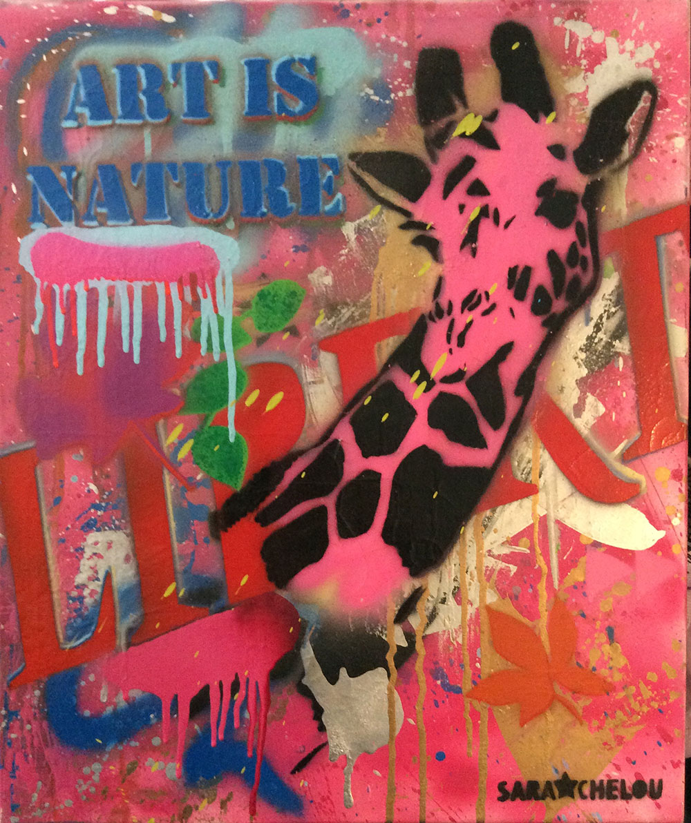 Art is nature - 50x70 cm - 200€ - Pochoir et aérosol sur toile 